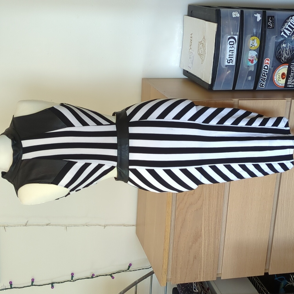 Mustard Seed B/W faux leather cutout dress